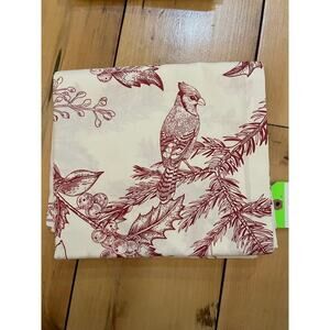 NEW! Plow & Hearth Winter Toile Cafe Curtain Panel. 80x24" Cardinal.Pine.Berries